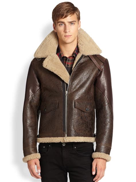 burberry shearling bomber jacket|Burberry men's shearling aviator jacket.